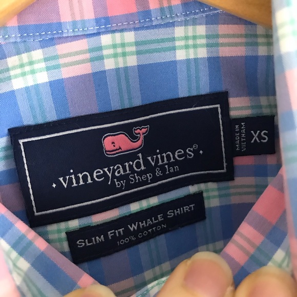 Vineyard Vines Slim Fit Whale Shirt Plaid Blue XS - Picture 4 of 6